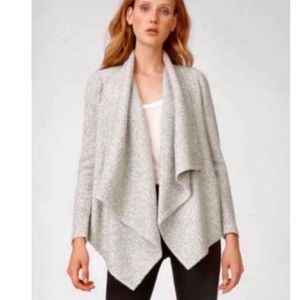 Club Monaco - salt and pepper light grey waterfall wool blend cardigan